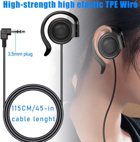 EXMAX Single Headphones 3.5mm Right-Side Earphone One Ear Ear-Hook Headphone for EXD-101 ATG-100T Radio Podcast Laptop MP3 Ear Bud (Right-Side Earphone) - color: Black