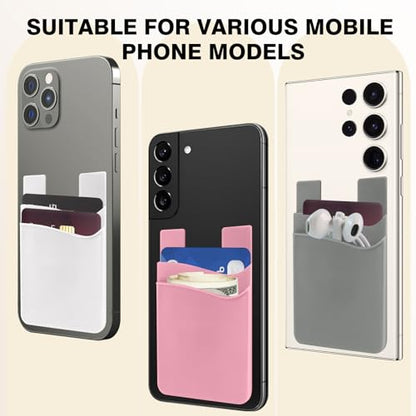 6 Pcs Card Holder for Back of Phone,Silicone Back Card Holder - color: 6PCS