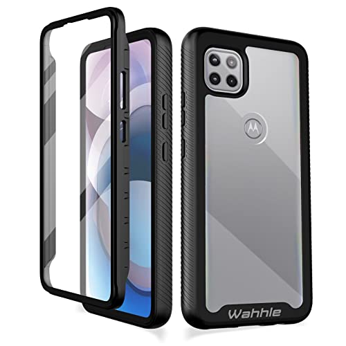 Compatible with Motorola One 5G Ace Phone Case, Built in Screen Protector Full Body Shockproof Slim Fit Bumper Protective Phone Cover for 1 5G Ace Men Women-Black/Clear - size: Motorola One 5G Ace