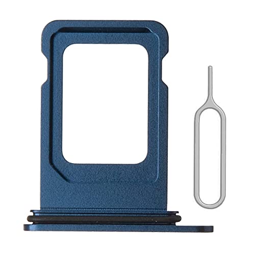 SIM Card Tray Holder Slot Replacement for iPhone 12 Pro and iPhone 12 Pro Max (Pacific Blue) with Waterproof Rubber Ring and Eject Pin (Single Sim Version) - color: Pacific Blue