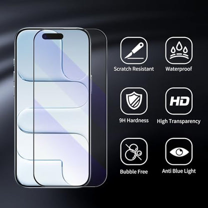 2-Pack Blue Light Tempered Glass Screen Protector for iPhone 17 Air – Anti-Blue Light Tempered Glass, Eye Protection, 9H Scratch Resistant, Easy Installation
