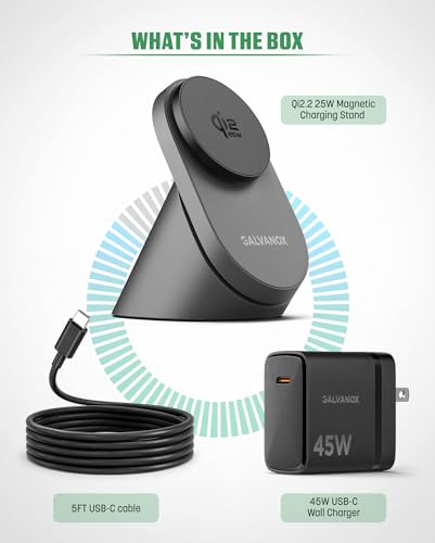 Qi2.2 Certified Magnetic Charging Stand for Samsung [25W] Compatible with MagSafe, Super-Fast Wireless Desktop Phone Charger for S26 Ultra S25 Plus Adapter Included [Active-Cooling Technology]
