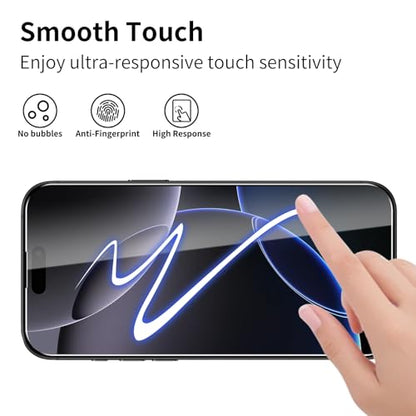 3 Pack Screen Protector for iPhone 16 Pro with 3 Pack Camera Lens Protector, Tempered Glass Film, 9H Hardness, HD Clear, Scratch Resistant, Case Friendly, Easy Install - size: iPhone 16 Pro