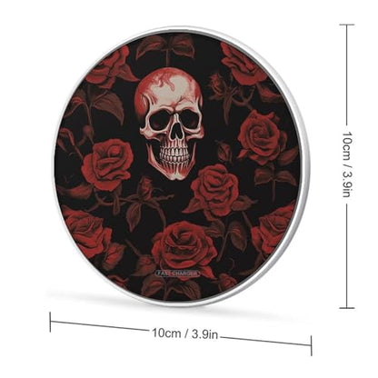 Skull Rose Wireless Charger 10W Fast Wireless Charging Pad Slim Portable Charging Station for Phone Lightweight Charger Mat for Travel Home Office Desk