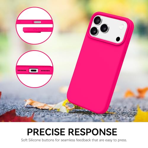GUAGUA Compatible with iPhone 17 Pro Max Case 6.9 Inch Liquid Silicone Soft Gel Rubber Slim Thin Microfiber Lining Cushion Texture Cover Shockproof Protective Phone Case for iPhone 17 Pro Max,Hot Pink - color: Hot Pink, size: iPhone 17 Pro Max
