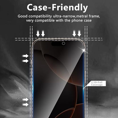 3 Pack Privacy Screen Protector Designed for iPhone 16 Pro Max/17 Pro Max,Full Coverage Anti-Spy Tempered Glass Film,9H Hardness,Anti-Fingerprint,Bubble Free,Easy to Install - color: iPhone 16 Pro Max FK3