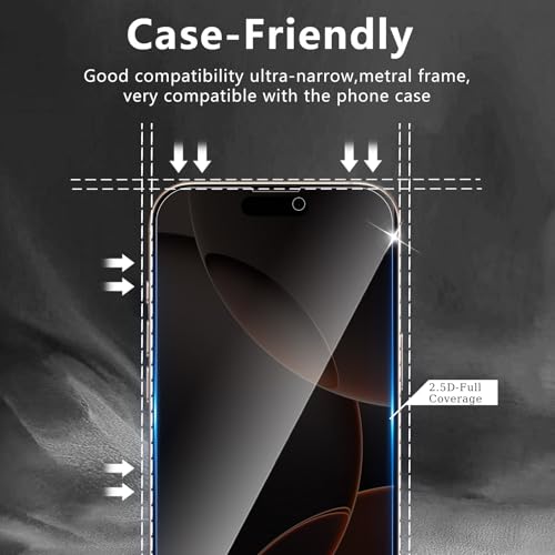 3+3 Pack Privacy Screen Protector Designed for iPhone 16 Pro Max With 3 Pack Camera Lens Protector,Full Coverage Anti-Spy Tempered Glass Film,9H Hardness,Bubble Free,Easy to Install - color: iPhone 16 Pro Max FK33