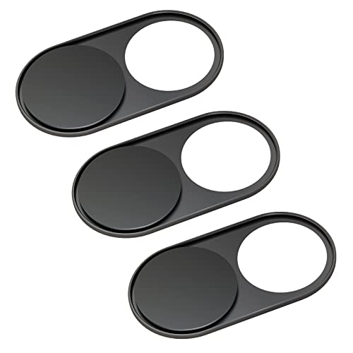 HKDGYHON Laptop Camera Cover Slide, Metal Webcam Cover, Super-Thin 0.023 inch Magnetic Camera Cover Slide, Protect Privacy, Compatible with MacBook, iMac, Laptop, PC, iPad, iPhone - color: Light Black-3 Pack