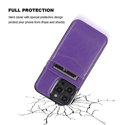 KIHUWEY for iPhone 14 Pro Max Wallet Case Card Holder, Dark Purple | Credit Card Slots, PU Leather, Kickstand, Magnetic, Flip Heavy Duty Protection Cover for Men and Women - color: Dark Purple