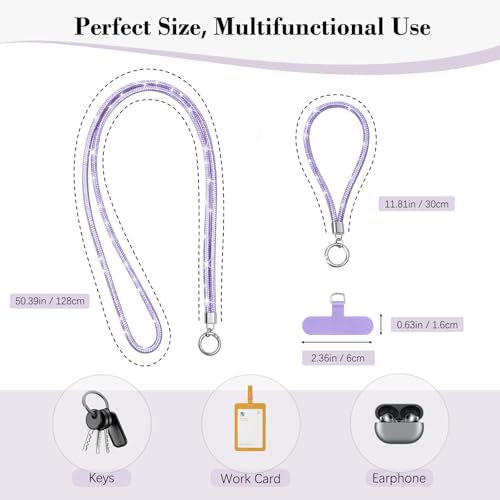 TiMOVO Rhinestone Phone Lanyard Crossbody Chain, Purple - color: Purple