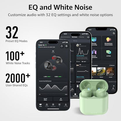TOZO T6 Wireless Earbuds Bluetooth 5.3 Stereo Sound in Ear Headphones - color: Green