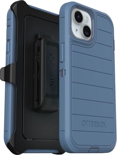 OtterBox iPhone 17e & iPhone 16e (Only) - Defender Series Case - Baby Blue Jeans (Blue) - Screenless - Rugged & Durable - with Port Protection - Holster Clip Includes - Microbial Defense Protection - color: Baby Blue Jeans (Blue), style: Non-MagSafe
