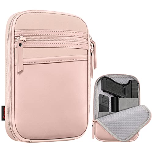 FINPAC Concealed Carry Gun Pouch, Soft Pistol Case Fanny Pack Firearm Bag | Pistol Bag Waist Belt with Holster for Handgun, Air Gun, Men, Women - color: Rose Gold - Standard Size