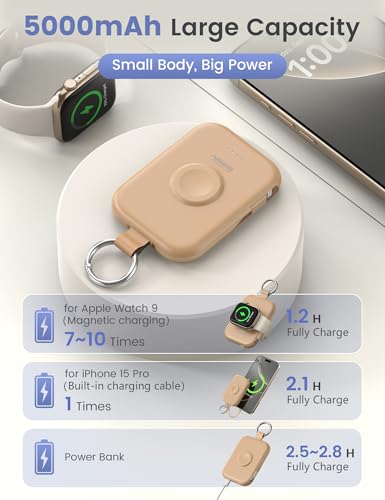 RORRY CharmGo Portable Charger, 5000mAh Portable Charger Power Bank - color: Honey Beige
