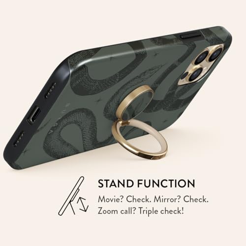 BURGA Cell Phone Ring, Holder Grip and Stand - Finger Phone Grip for Back of Smartphone Case, Kickstand 360 Rotation, Universal Ring for iPhone Samsung Galaxy Huawei Google Pixel, Stylish Accessories - color: Poison, style: Gold