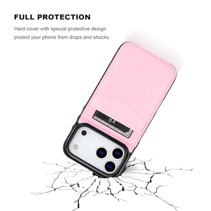 KIHUWEY for iPhone 17 Pro Max Wallet Case Card Holder Kickstand, Pink | Credit Card Slots, PU Leather, Magnetic Clasp, Flip Heavy Duty Protection Cover for Men - color: Pink