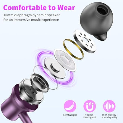 3.5mm Headphones Wired Earbuds for Laptop School Computer PC,Purple - color: Purple