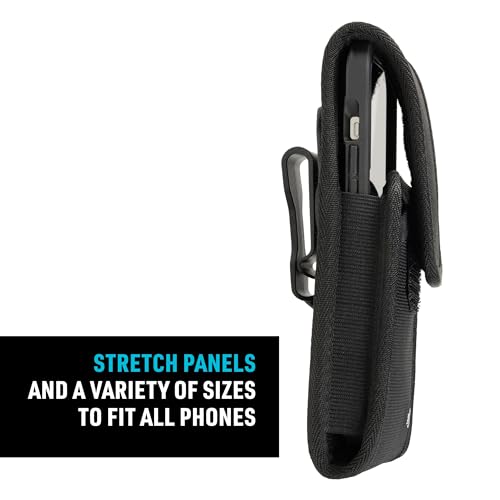 Nite Ize Clip Case Cargo Universal Rugged Phone Holster - Holster for Men's & Women's Belts - Utility Belt Pouch - Phone Accessories - XX-Large, Black - size: XX-Large, style: Vertical