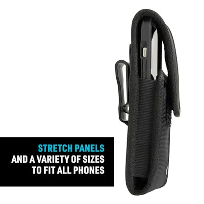 Nite Ize Clip Case Cargo Universal Rugged Phone Holster - Holster for Men's & Women's Belts - Utility Belt Pouch - Phone Accessories - XX-Large, Black - size: XX-Large, style: Vertical