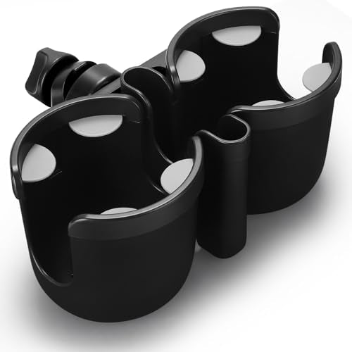 Accmor Stroller Cup Holder with Phone Holder, Bike Cup Holder, Universal Cup Holder for Uppababy Nuna Strollers, 2-in-1 Drinks Holder for Walker, Wheelchair, Scooter - color: Double Holder-Other Shape