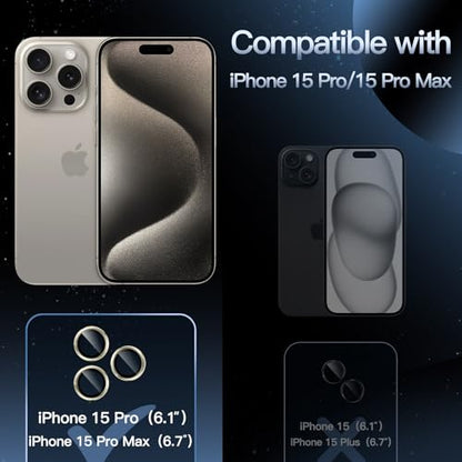 JETech Camera Lens Protector for iPhone 15 Pro/15 Pro Max, Natural Titanium - color: Natural Titanium