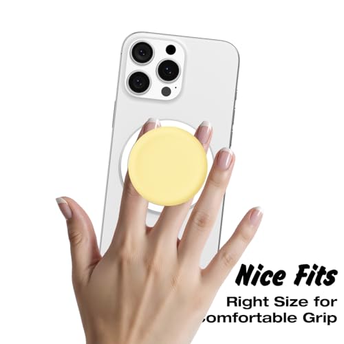 Svanove Silicone Magnetic Phone Grip Compatible with Magsafe Phone Grip Holder, Cute Cell Phones Grips Stand Collapsible Kickstand for iPhone Samsung, Slim Thin Matte Soft Rubber TPU, Yellow - color: Yellow, style: Magnetic