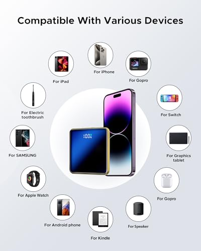 10000mAh Portable Charger, Built-in Cable Power Bank,