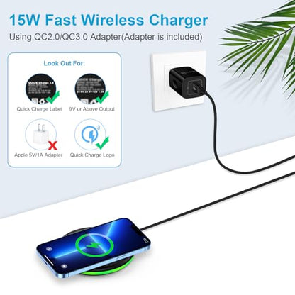 Wireless Charger for Samsung,15W Fast Wireless Charging Pad with QC Adapter