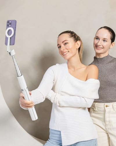 KraftGeek Magnetic Phone Tripod for iPhone, 64" Selfie Stick for Magsafe - size: 64"-White