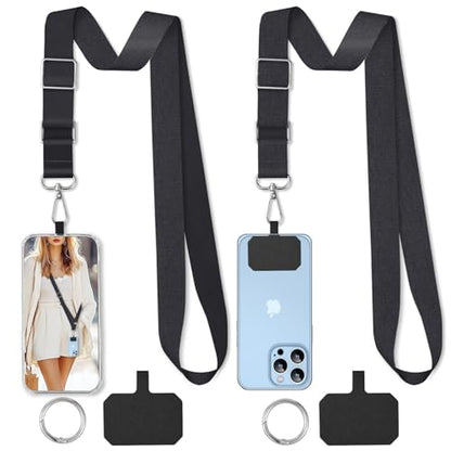 2 Pack Phone Lanyard Cell Phone Lanyard Crossbody Adjustable Phone Strap for Use Around the Neck Cell Phone Lanyard - color: Black Color