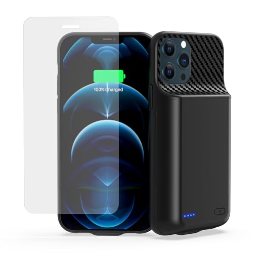 13800mAh High Capacity Battery Case for iPhone 12, 12 Pro (6.1 inch) | 2026 Upgraded Battery Pack Rechargeable Charger External Charging Case with Tempered Glass Screen Protector Black - size: iPhone 12,12 Pro (6.1 inch)