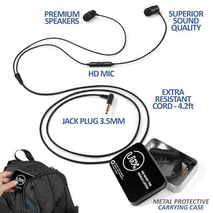 UliX Rider Wired Earbuds in-Ear Headphones, Earphones with Microphone, 5 Years Warranty, with Anti-Tangle Cable, Ear Buds for iPhone, iPad, Samsung, School Students, Kids, Women, Small Ears