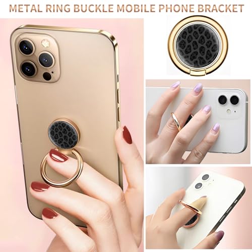 Cell Phone Ring Holder, Cute Metal Phone Grip Stand Finger Ring Kickstand, Flexible 360°Rotation Phone Tablet Case Accessories Compatible with Most Phones Grey Black Leopard - color: Grey Black Leopard