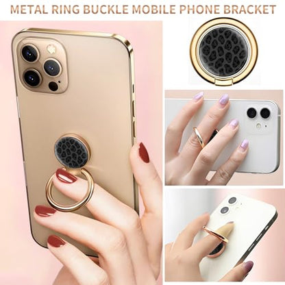 Cell Phone Ring Holder, Cute Metal Phone Grip Stand Finger Ring Kickstand, Flexible 360°Rotation Phone Tablet Case Accessories Compatible with Most Phones Grey Black Leopard - color: Grey Black Leopard