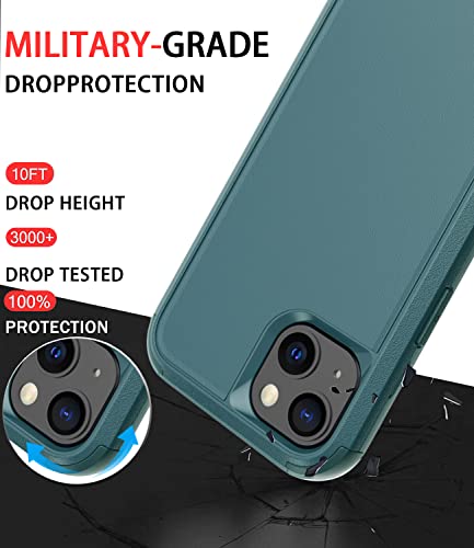 Diverbox for iPhone 13 Case [Shockproof] [Dropproof] [Dust-Proof],Heavy Duty Protection Phone Case Cover for Apple iPhone 13 (Dark Green) - color: 13-Dark Green