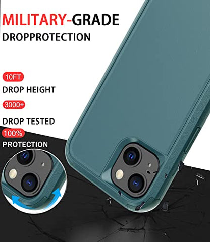 Diverbox for iPhone 13 Case [Shockproof] [Dropproof] [Dust-Proof],Heavy Duty Protection Phone Case Cover for Apple iPhone 13 (Dark Green) - color: 13-Dark Green