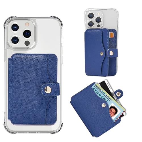 M-Plateau Slim Leather Phone Wallet Stick on With Adhesive Sticker - color: Navy Blue