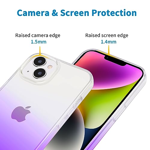 JJGoo Compatible with iPhone 14 Case Clear, Soft Shockproof Protective Slim Thin Phone Bumper Cover Transparent Phone Case, Gradient Purple - color: Gradient Purple