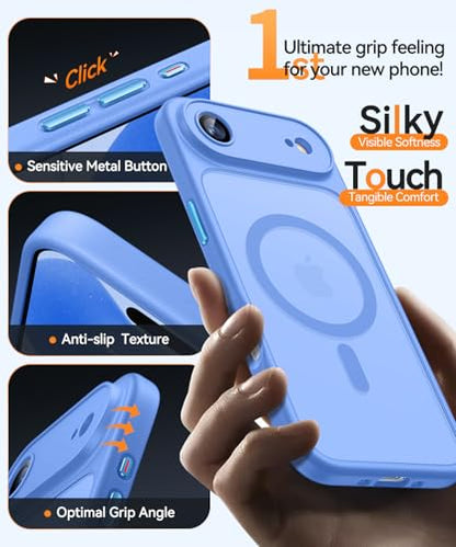 CANSHN Magnetic Compatible with iPhone Air Case(6.5 Inch), Upgraded [Full Camera Protection] [Compatible with Magsafe] [Translucent Matte] Shockproof Phone Cover for iPhone 17 Air Case,Ultramarine - color: Ultramarine, size: iPhone Air (6.9 Inch,1 Lens)