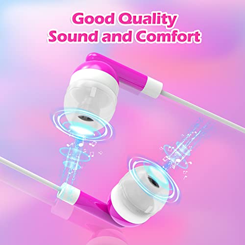 CN-Outlet Wholesale Earbuds Bulk Headphones Individually Bagged 50 Pack for iPhone, Android, MP3 Player for Schools, Libraries, Hospitals (Pink) - color: Pink