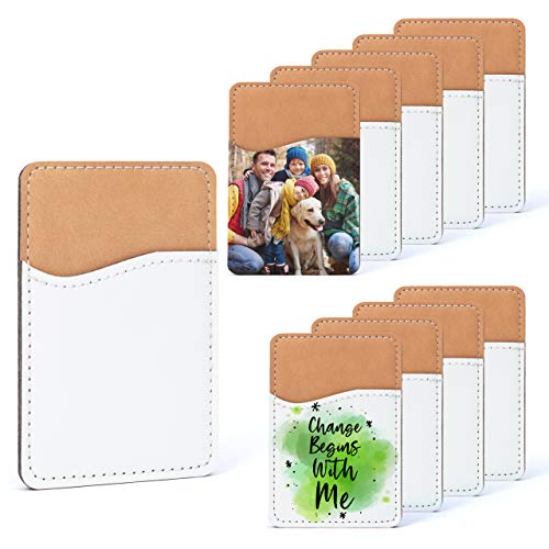 Sublimation Blanks Phone Wallet - PU Leather Card Holder for Back of Phone Stick on iPhone Android HTV Friendly DIY Blanks for Vinyl Projects (White PU Leather)