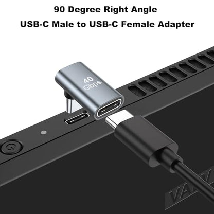 AreMe 90 Degree USB-C Male to Female Adapter 2 Pack, Grey - color: Grey