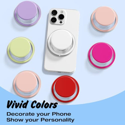 Svanove Magnetic Cell Phone Grip Compatible with Magsafe, Collapsible Phone Stand Holder Round Expanding Kickstand for iPhone Samsung Mobile Phones, Cute Soft Silicone Glossy Jelly, White - color: White, style: Magnetic