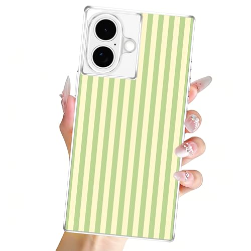 Clear Case for iPhone 17 6,3", Aesthetic Striped Pattern Transparent Cover, Cute Stripes Design, No Yellowing Soft TPU Shockproof Protective Bumper Shell for Women Girls, Green - color: Green, size: iPhone 17