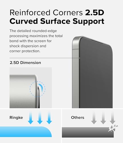 Ringke for Samsung Galaxy S25 / S24 Screen Protector [Easy Slide, 2 Pack] | Easy Installation with Alignment Tool, Case Friendly Premium 9H Hardness Tempered Glass - size: Galaxy S25 / S24