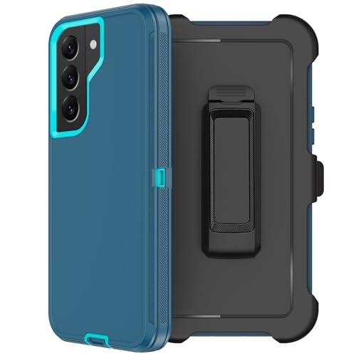 for Samsung Galaxy S22 Plus Case with Belt Clip Holster, 2X Screen Protector, [Military Grade Protection] Heavy Duty Full Body Shockproof Rugged Protective Cover for Samsung S22 Plus 5G Turquoise - color: Turquoise