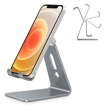 OMOTON C2 Adjustable Aluminum Cell Phone Stand with Charging Cutout, Grey - color: Grey