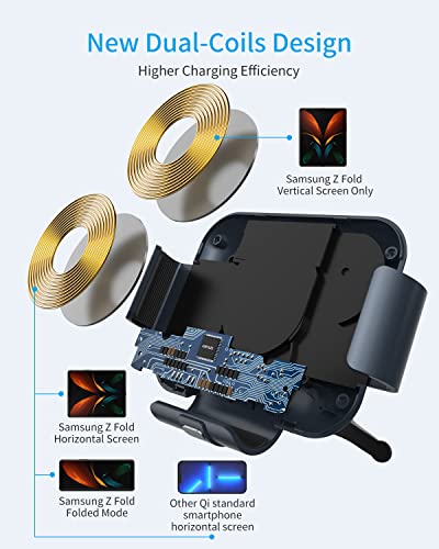 Dual Coil Wireless Car Charger Mount,for Galaxy Z Fold Series