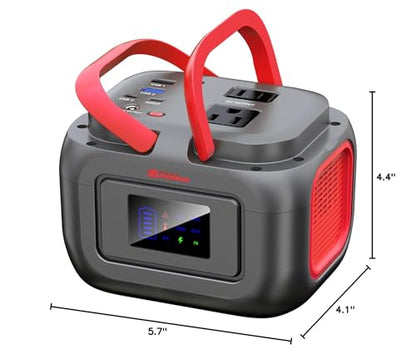 Portable Power Station 120W Outdoor Power Bank Generator with USB C Outlet - color: Grey Red