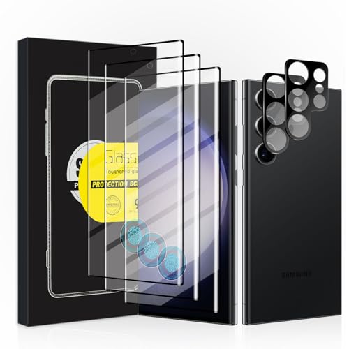 3 Pack Galaxy S23 Ultra Screen Protection with 2 Pack Camera Lens Protector, 9H Clear Hardness Tempered Glass and Anti Scratch Bubble Free Ultra Resistant(6.8”) - size: Galaxy S23 Ultra 6.8-inch